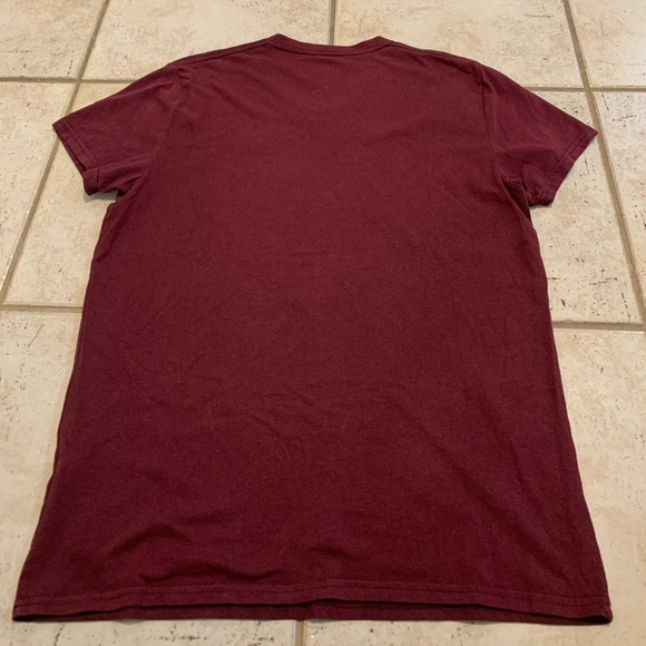 Hollister Men's V-Neck T-Shirt with Embroidered Logo, Maroon/Burgundy, Size S - Picture 5 of 7